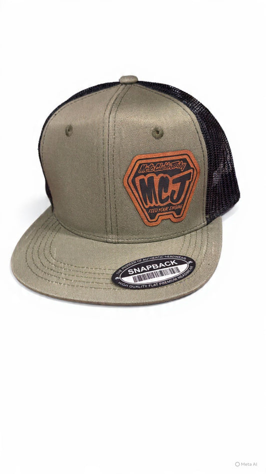 Olive green canvas badge  hat